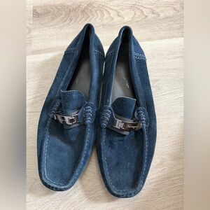 Salvatore Ferragamo Navy Suede Bit Loafers